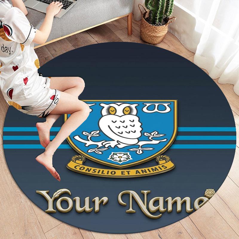 Sheffield Wednesday Football Club Custom Name Round Area Rug,Carpet Rug for Living Room Bedroom Sofa Playroom Decor,Non-slip Floor Mat