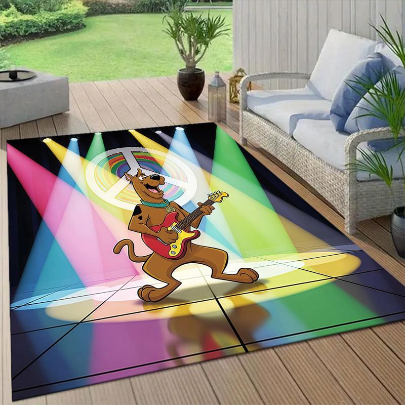 Scooby Flannel Pattern Square Carpet,Area Rug,Carpet Rug for Living Room Bedroom Sofa Playroom Decor,Non-slip Floor Mat