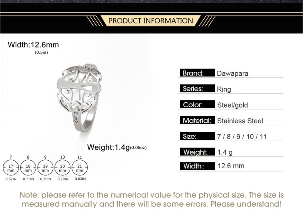 Dawapara Egyptian Ankh Cross and Eye of Horus Elegant Ring Stainless Steel Wedding Band Religious Gift