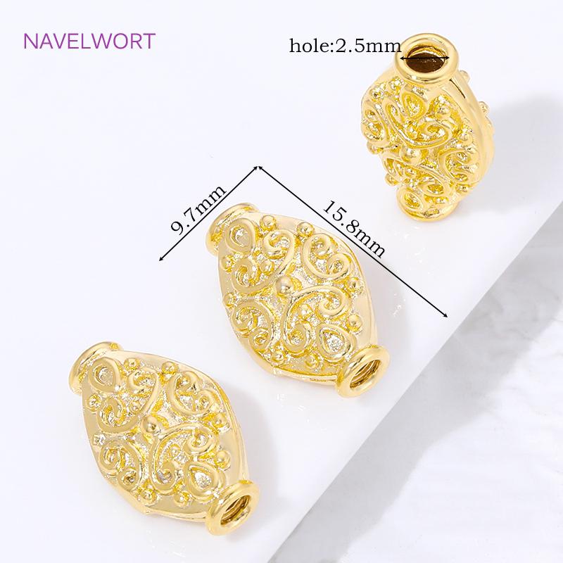 

18K Gold Plated Oval Loose Beads Spacer Beads For Jewelry Accessories,Separator For Beads,DIY Bracelet Making Supplies 1 Piece