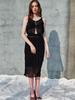 SORRY, TOO MUCH LOVE Lofty Pleats Chiffon Two-Piece Dress_Black