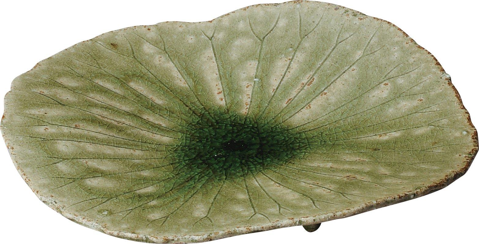 

Marui Seito Shigaraki Ware Hechimon Footed Plate with Lotus Leaf Design 3-1587