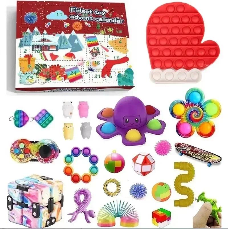 Fidget Advent Calendar 2025, Christmas Advent Calendars Countdown 24 Days, Bubble Toy Surprise Box Sensory Fidget Toy Packs for Girls Teens