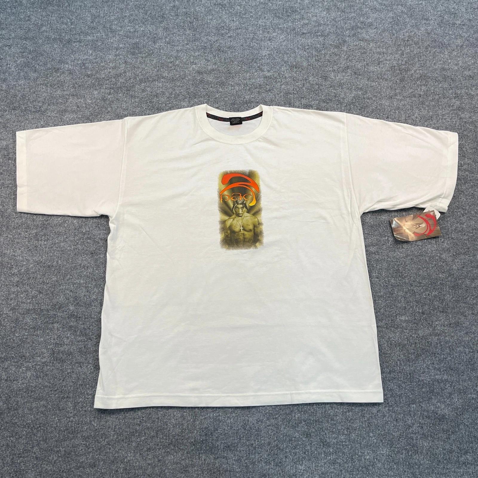 

Новый с бирками, старые запасы, винтаж, Y2K, 2Pac Shakur, Winterland, Хип-хоп футболка, XL, 25x30, Белый 2XL