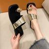 Fashion Women's Slippers and Ladies Sandals Low Heel Slides on Beach Roman Silver Open Toe Shoes Original Vip Casual New Style Offer Pvc