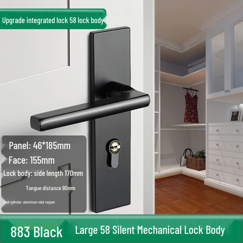 Univerzální magnetický černý vnitřní zámek kliky dveří pro dřevěné dveře ložnice