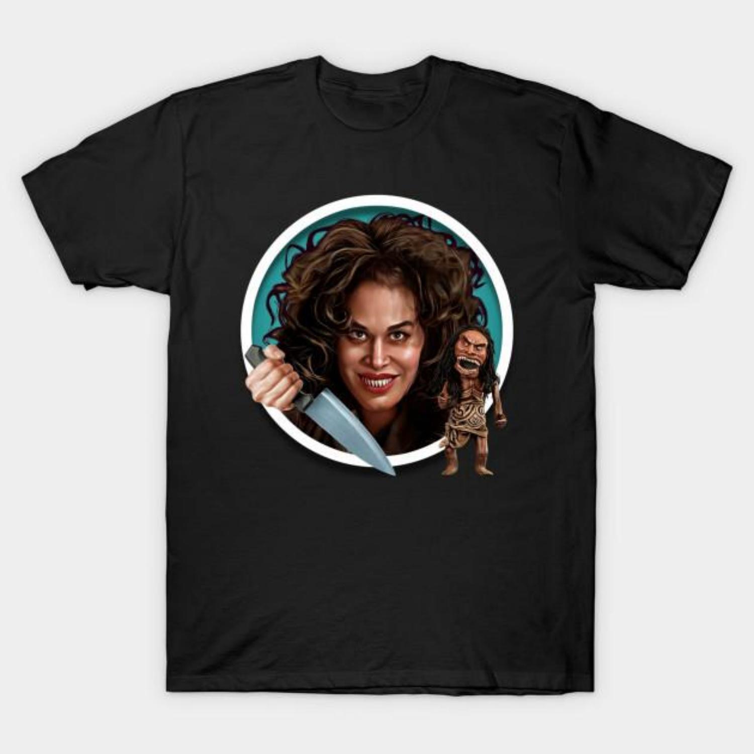 

Men Black Print T-shirt Trilogy Of Terror No-Cut Transfer Paper Print Cotton Tshirt XXXXXL чорний