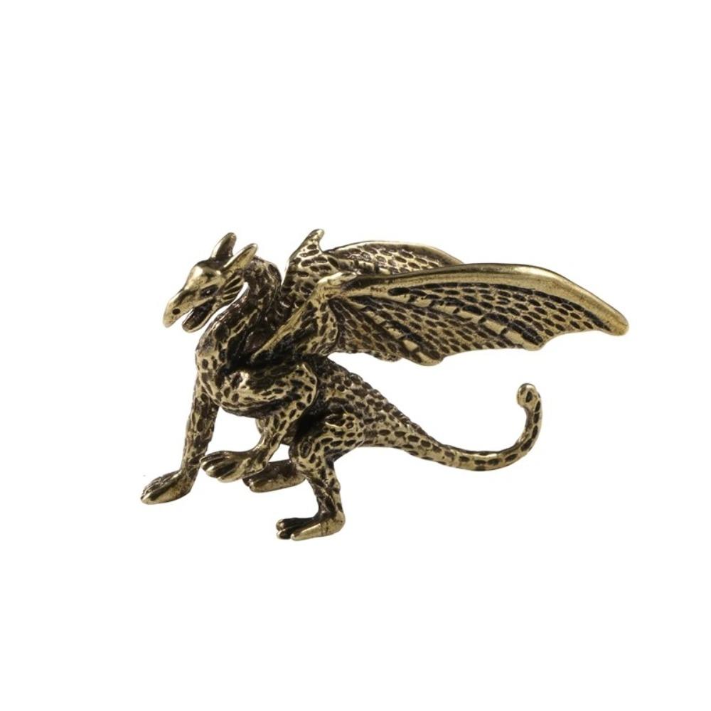 Solid Brass Pterosaur Statue Small Dragon Figurines  Home Desk Decorations