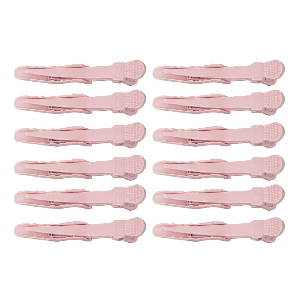 12pcs Hair Clips Pink Rebound Spring Portable Design Electroplating ABS Hair Sectioning Clips for Salon Household