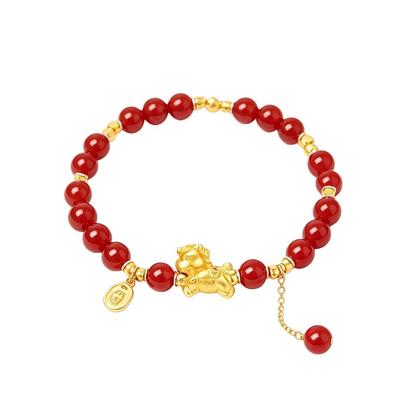 Horse Red Agate Bracelet, Beaded Bracelet