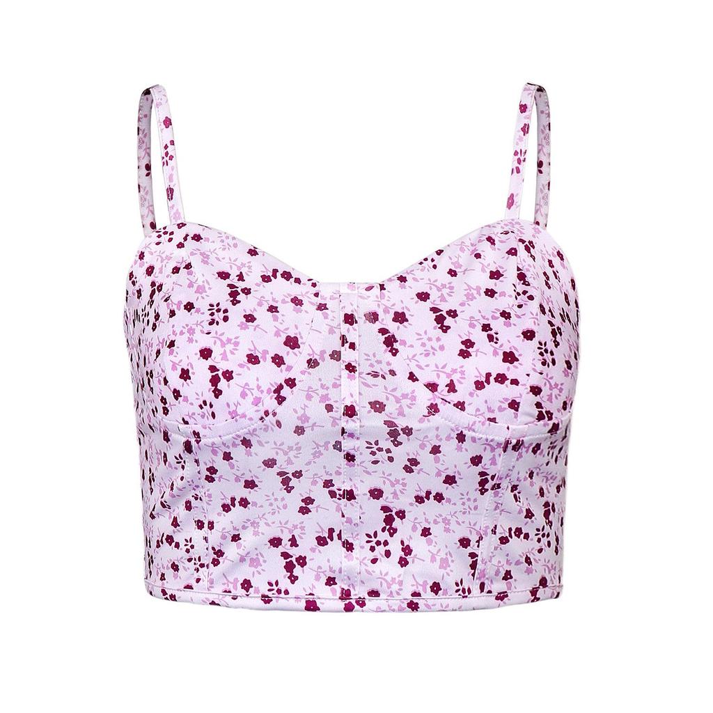Satin Tank Top Printing Halter Crop Tops Women Summer Adjustable Shoulder Strap Camis Backless Camisole Casual Tube Female Sleeveless Cropped Vest