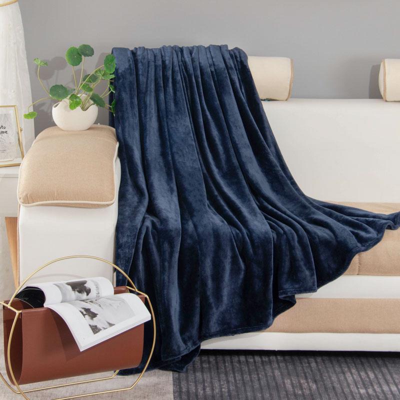 Solid Color Thickened Flannel Coral Velvet Blanket - Dual-sided for Bed or Office Nap