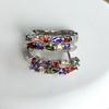 Wholesale Slver Color Luxury  Sterling Silver Earrings Flash Colorful CZ Zircon Ear Studs Earrings Women Cheap Brincos