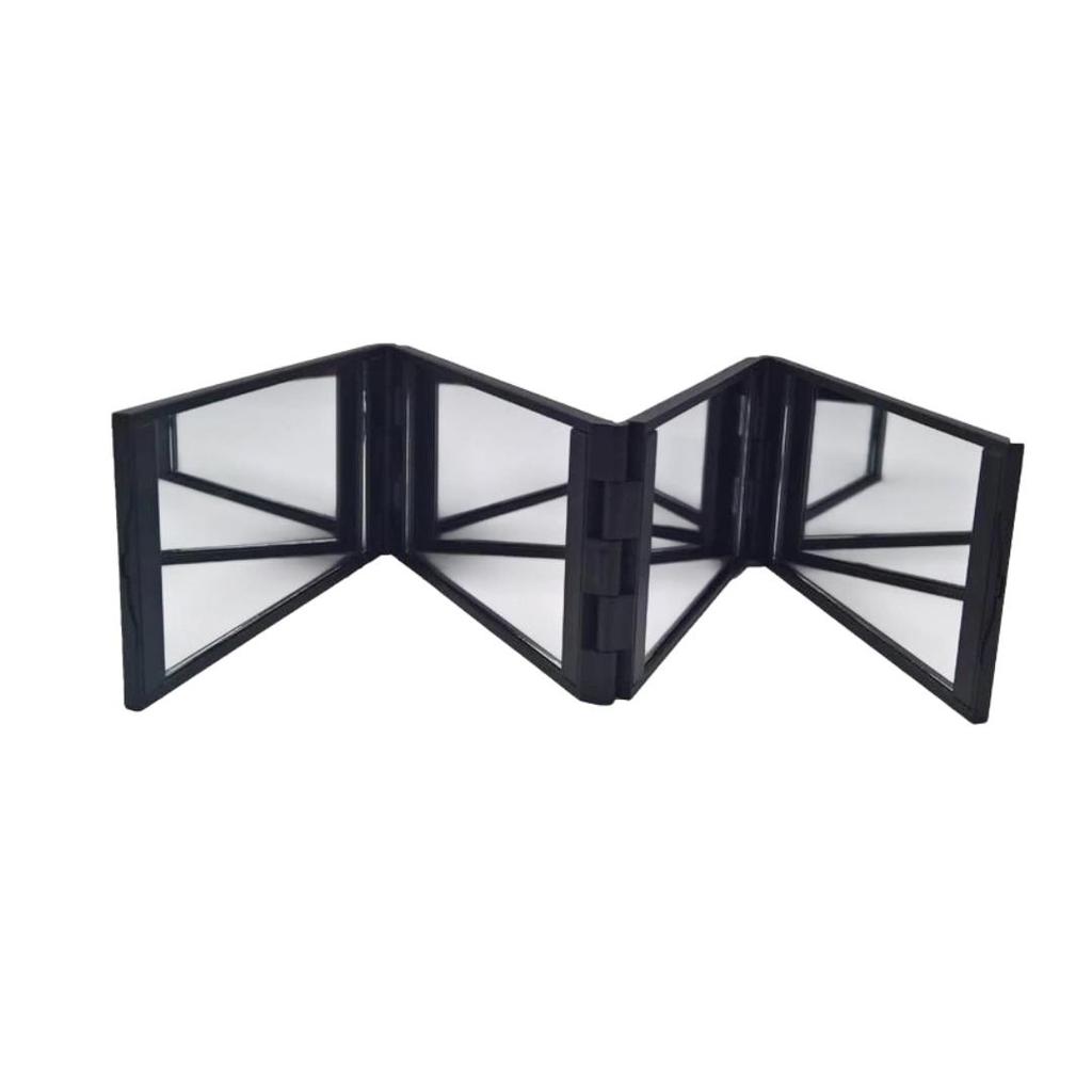 Chense Four-Way Folding Mirror for Self-Haircut, Rear-View Mirror for Back of Head, Portable Makeup Mirror, Black