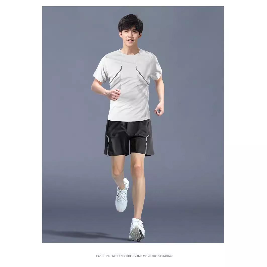 

Men s Gradient Tie-Dye Short-Sleeve Ice Silk Sports Suit with Shorts 2XL