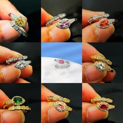 Schmuck Ovales Ei Zirkon Schlangenring Eioberfläche eingelegt Zirkon Schlangenring Ring