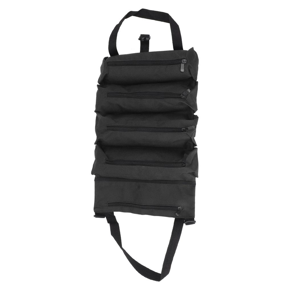 Roll Up Tool Bag 5 Zipper Pockets Portable Oxford Cloth Electricians Tool Bag for Carpenter Plumber
