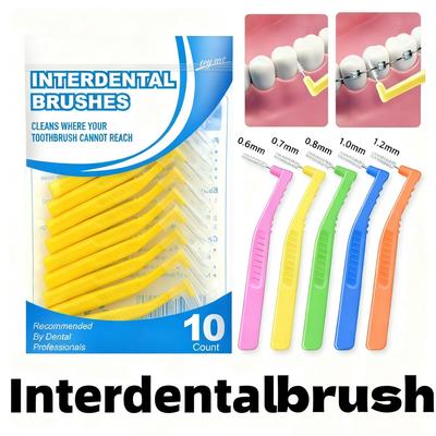 YS00259-10pcs L-shaped Interdental Brushes, Disposable/General-Purpose Packaging for Export