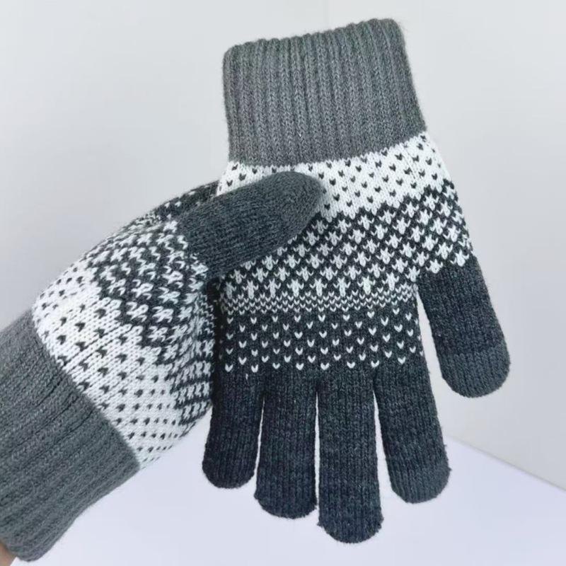 Touchscreen Gloves for Winter Double-layer Windproof Knitted Gloves for Men and Women