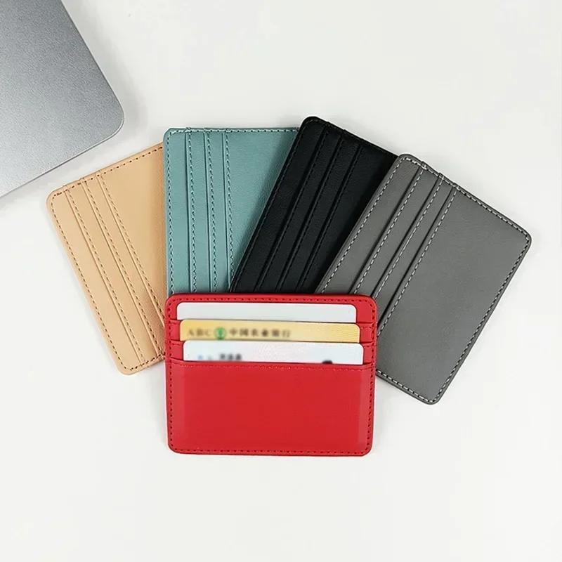 1Pc Pu Leather ID Card Holder Candy Color Multi Slot Slim Wallet for Women Men Business Card Cover
