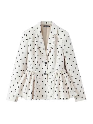 2025 Women's Polka Dot Double-Breasted Lapel Suit Jacket - Autumn/Winter Fashion