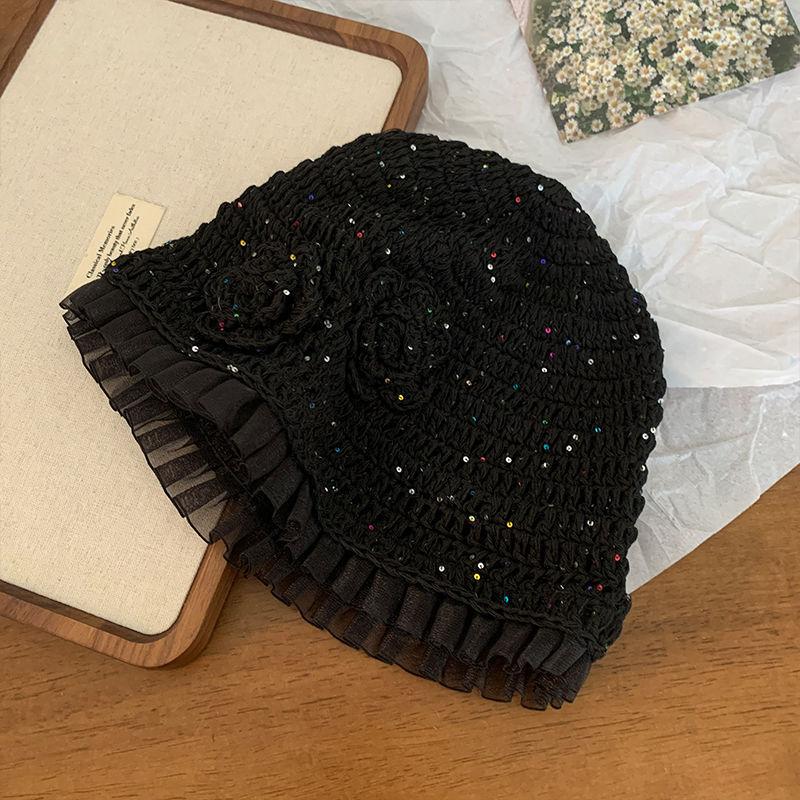 Handmade Hats Stacked Thin New Woven Hollow Retro Knitted Literary Bag Head Wool Hat Women