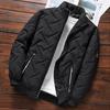 Men Coat Fashionable Solid Color Winter Jacket Zipper Closure Stand Collar Coat with Pockets for Autumn Winter