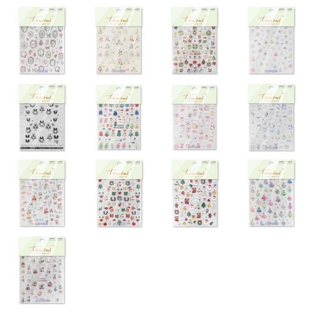 Nail Accessories Christmas Diamond Nail Stickers 5D Diamond Pearl Christmas Tree Christmas Nail Decals Bowknot Snowflake