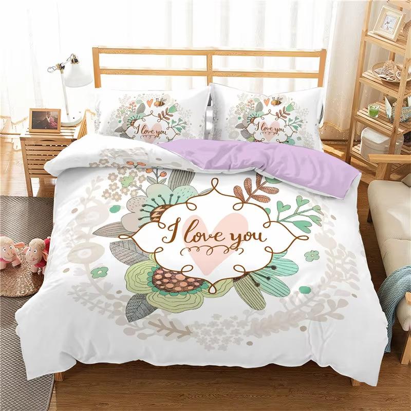 Cartoon Rabbit Down Comforter Set Bedding Set 3-piece Duvet Cover Set
