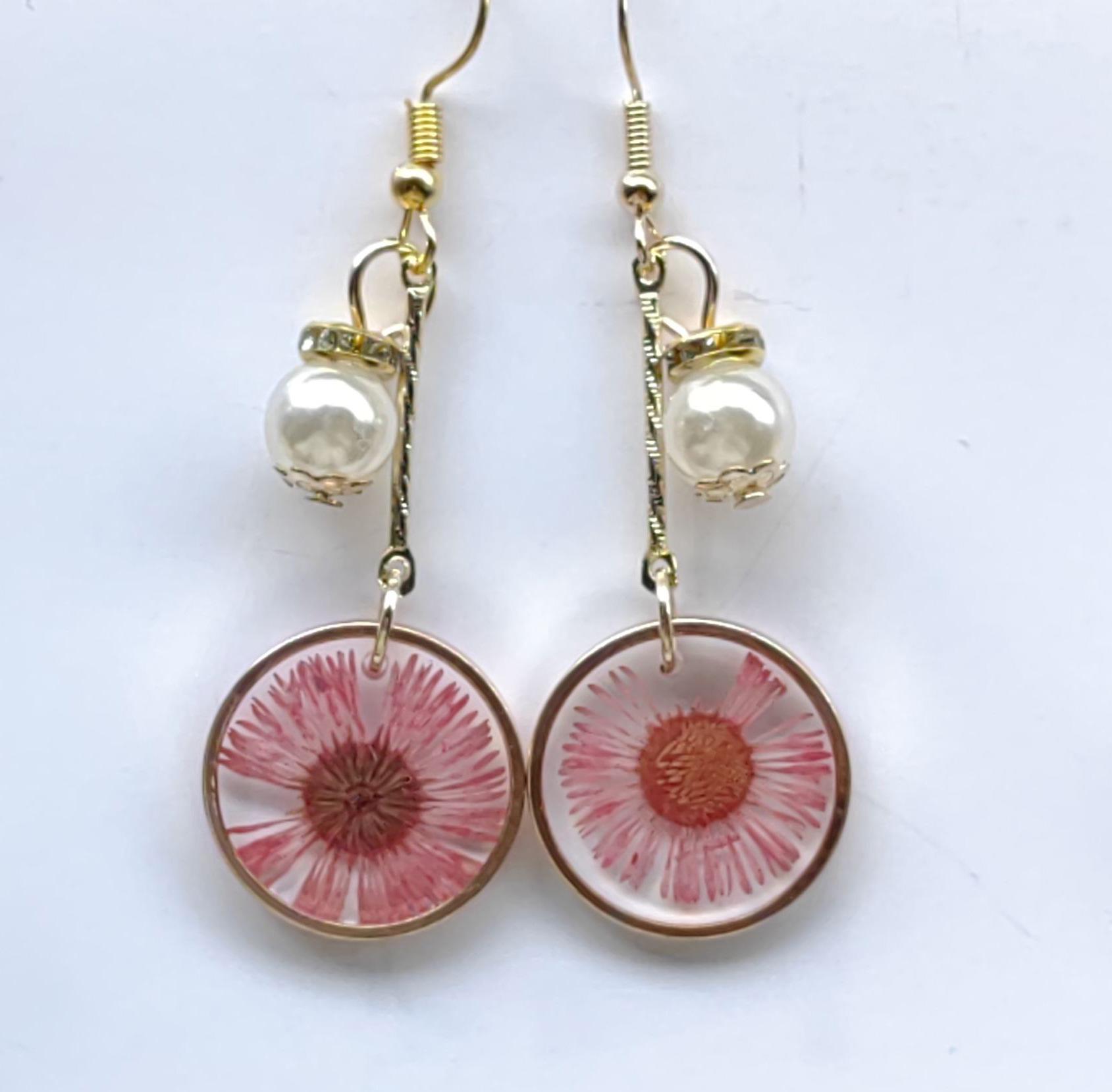 Hot-Selling Long Fairy Dried Flower Earrings - Preserved Natural Flower Stud Jewelry
