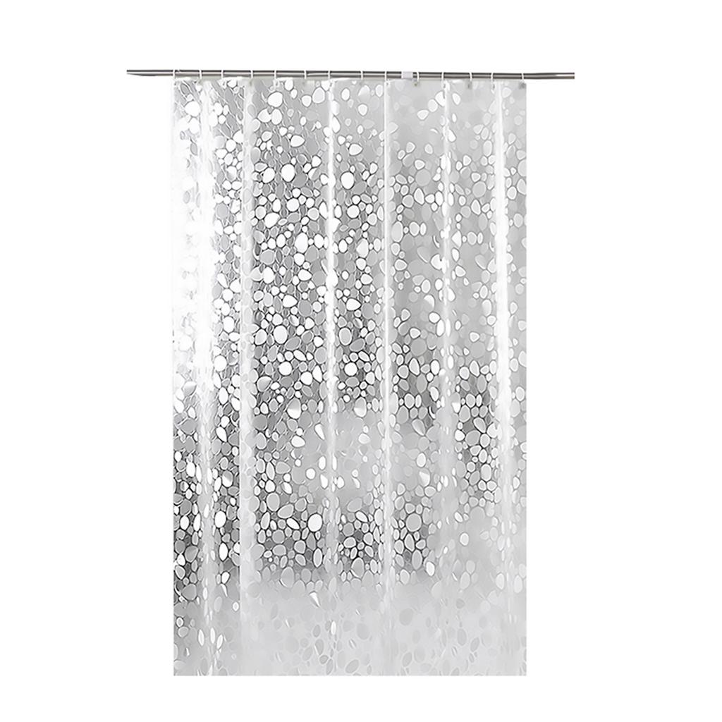 1PC Shower Curtain with Hooks PVC Waterproof Mildew Resistant Antibacterial Semi Transparent Shower Curtain