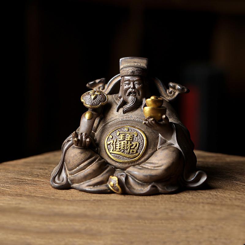 Ceramics God of Fortune Sculptures and Figurines High Quality Home Living Room Office Wealth Luck Feng Shui Decor Statue