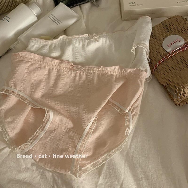 Lady Summer Simple Lovely Fresh Small Broken Flower Ear Side Pure Cotton Crotch Breathable Comfortable Briefs