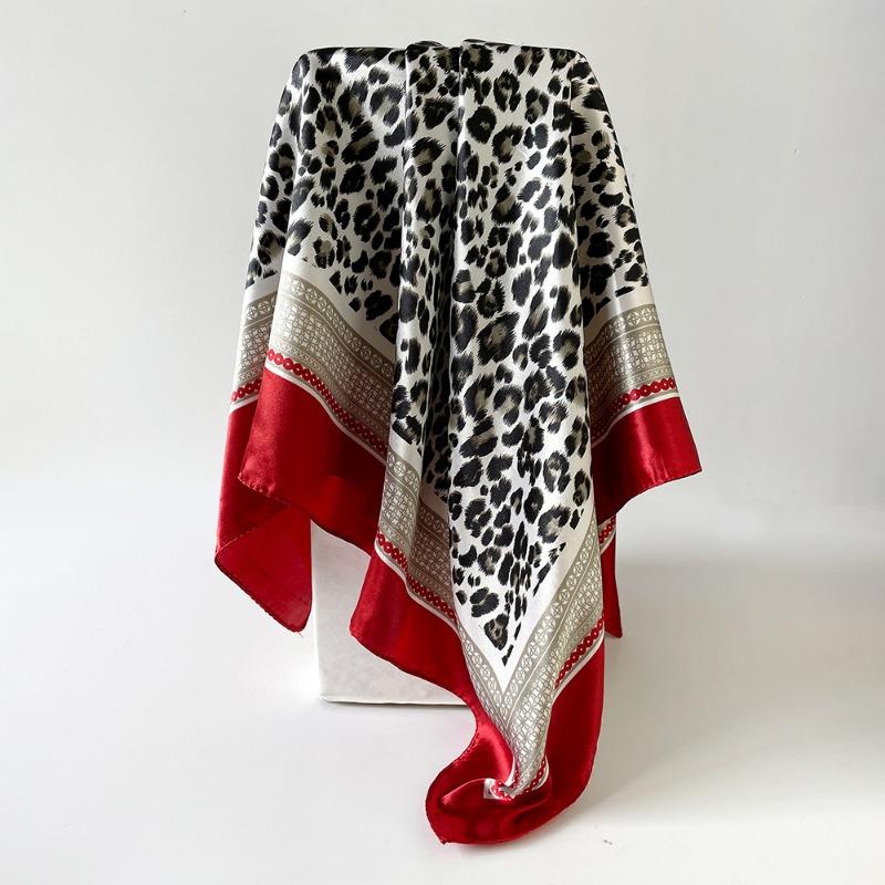 Modisches Premium Leopardendruck Satin-Quadratuch für Damen