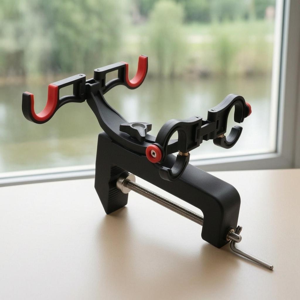 Clamp-on Rod Holder Adjustable Double Fishing Stable for Anglers