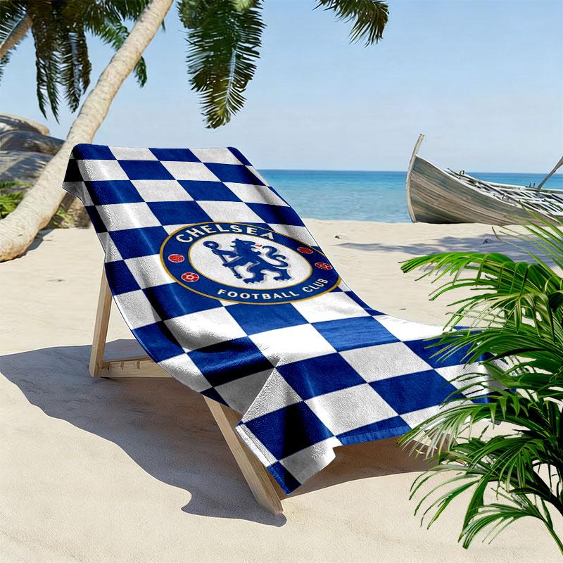 Chelsea F Print Beach Towel, Large Soft Quick Dry Towel for Beach Camping Swimming
