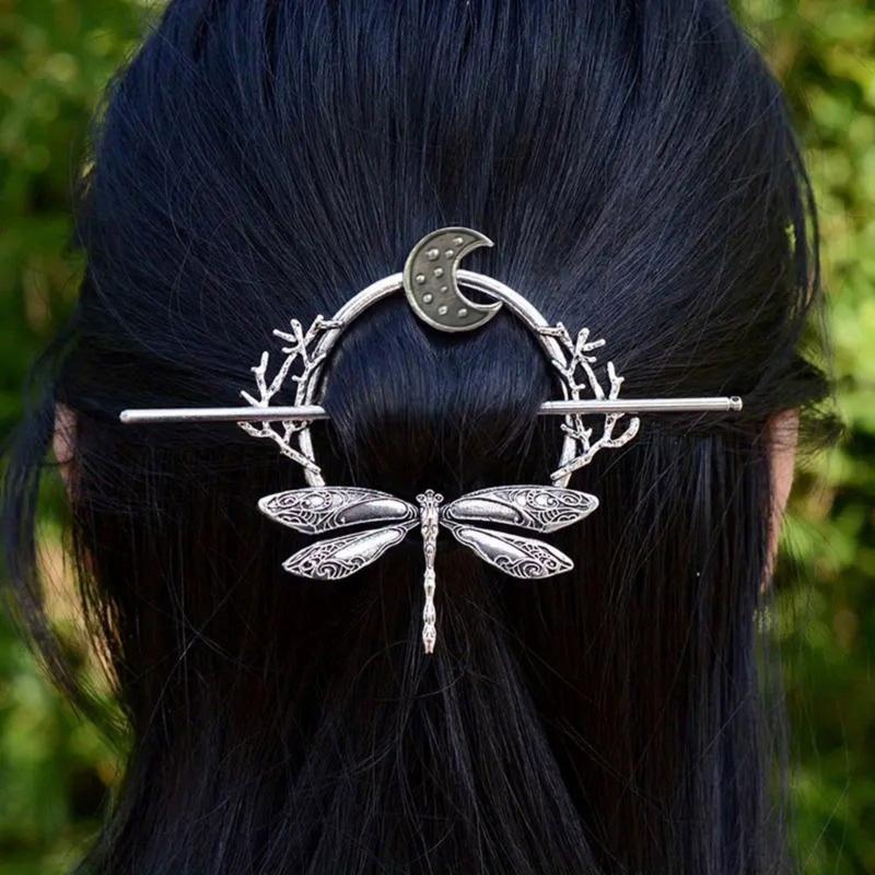 Vintage Butterfly Hair Claw Decoration For Women Inspire By Culture With Silver Plating and Crescent Shape Daily Use