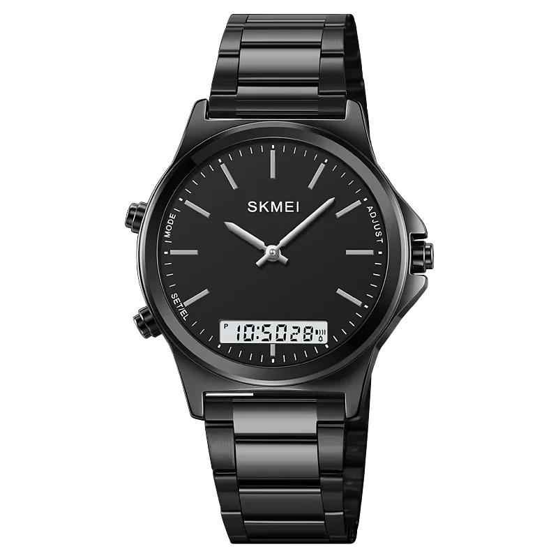 SKMEI 2120 Digital Quartz Watch for Men Waterproof Sport Dual Display Stainless Steel Mens Wristwatches Alarm Clock Reloj Hombre