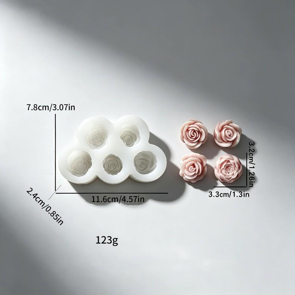 3D Design Silicone Candle Mold 5-Hole Pattern Rose Peony Mold For Candle Making