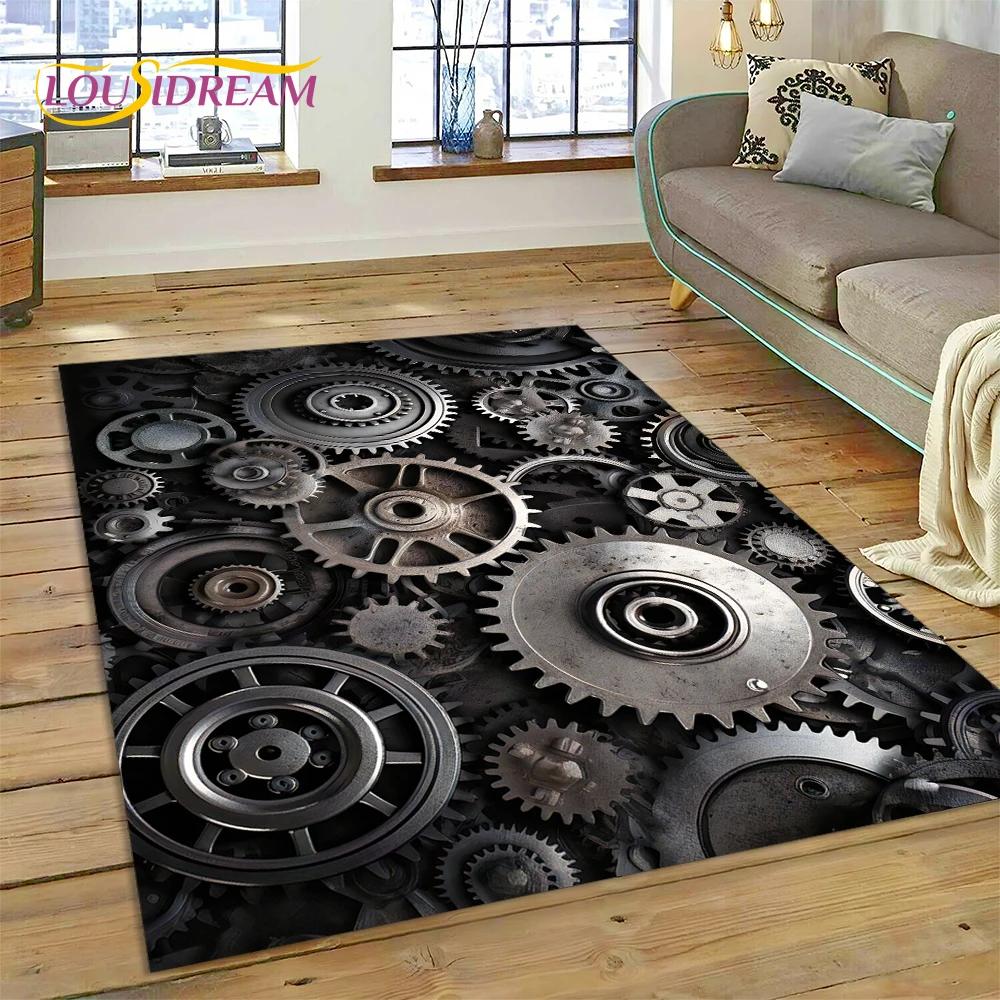3D Mechanical Cogs Gears Steampunk Rug Carpet for Living Room Bedroom Decor,floor Mat Non-slip Decoration for Sofa Doormat Gifts