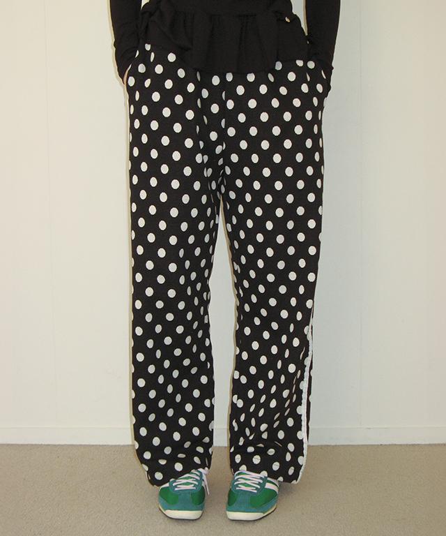 RONRON Dot Lace Line Sweat Pants Black