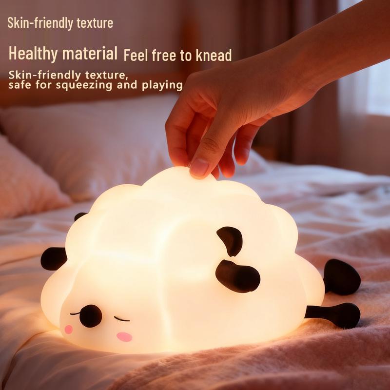 Snoring Cat Silicone Night Light for Kids - Soft Glow Bedside Lamp with Eye Protection