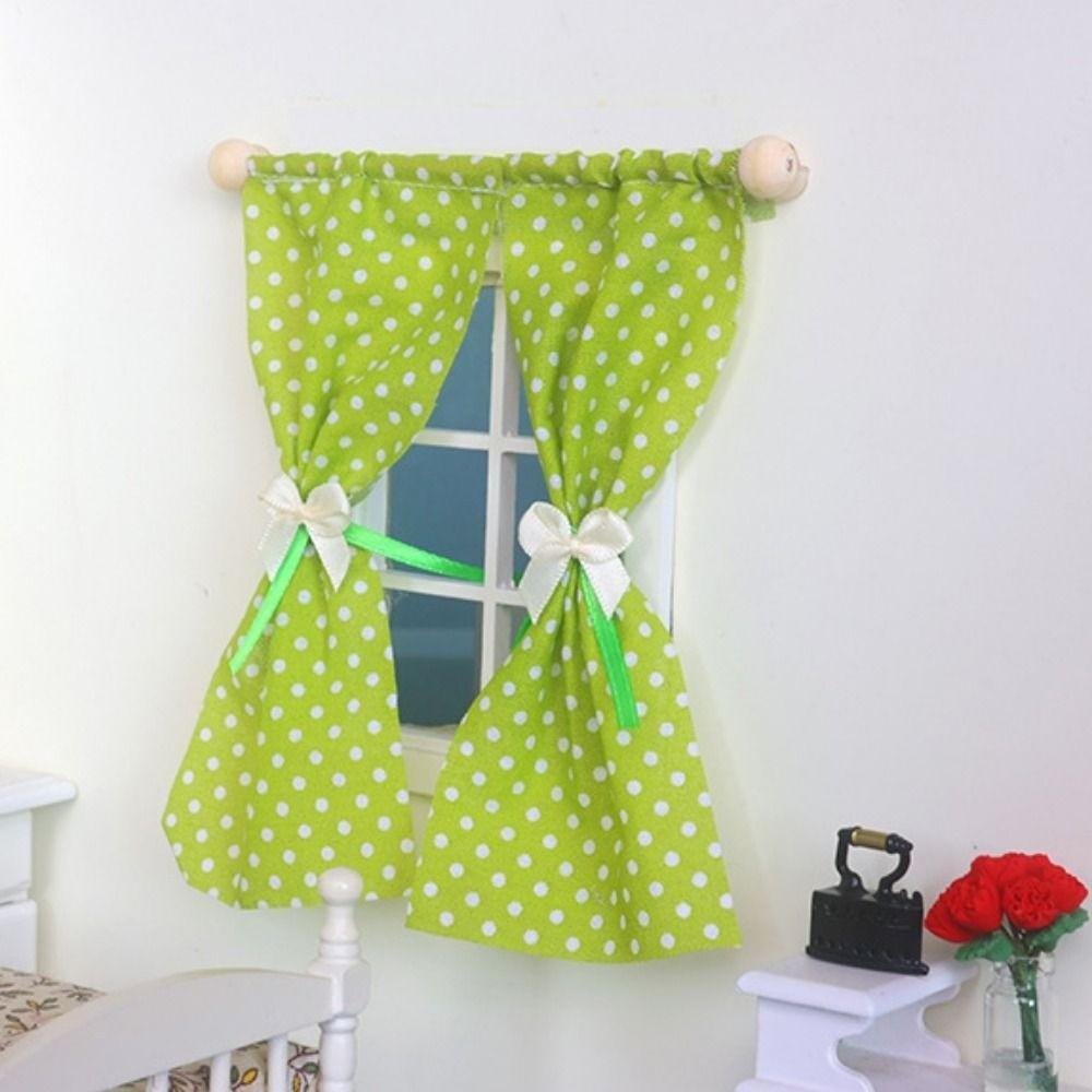 1/12 Dollhouse Sweet Floral Curtains Model Lace Mesh Dolls House Living Scene Decor