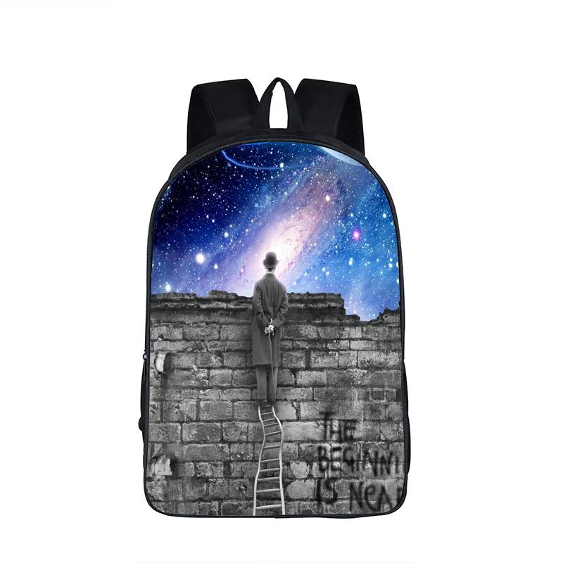 Trendy Youthful Colorful Galaxy Space Cat Dog Animal School Bags Notebook Backpacks 3D Printed Oxford Waterproof Travel Bags