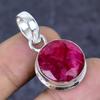 Kashmir Red Ruby(Simulated) Gemstone 925 Sterling Silver Jewelry Pendant 1.38" ETC-13812