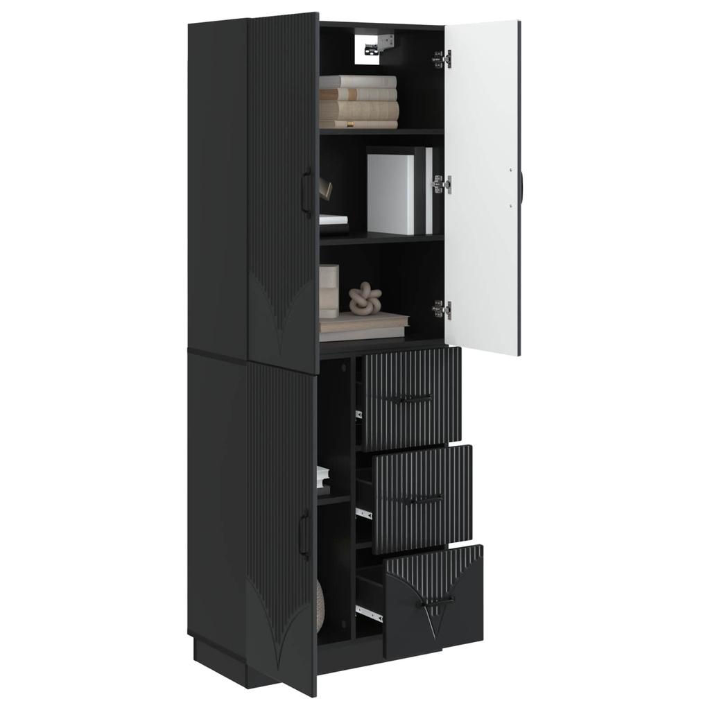 2 Piece Cabinet Set Black Particleboard