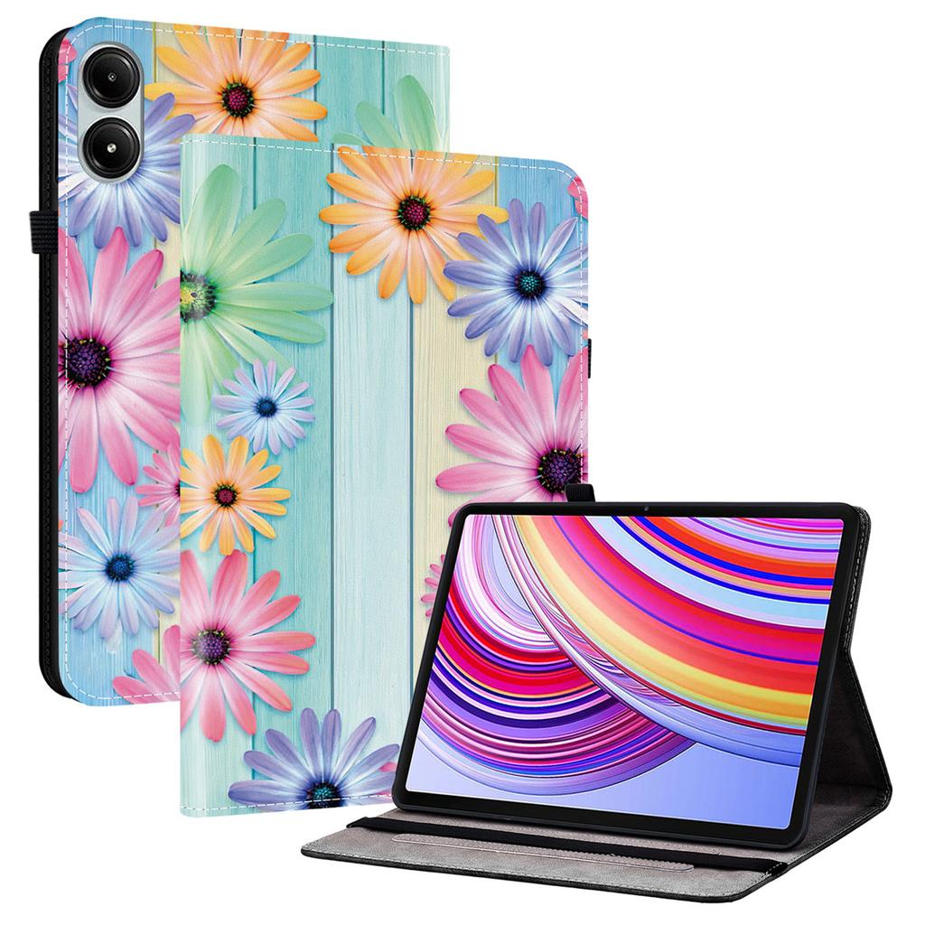 Lederhülle für Xiaomi Redmi Pad Pro 5G/Redmi Pad Pro/Poco Pad 5G/4G, bedruckt mit Muster, Ständer, Tablet-Hülle mit Kartenfächern
