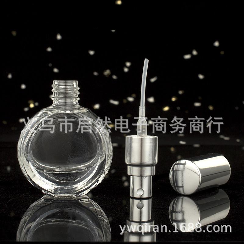 10ML Transparent Glass Flat Round Perfume Bottle, Refillable & Portable Sample Container