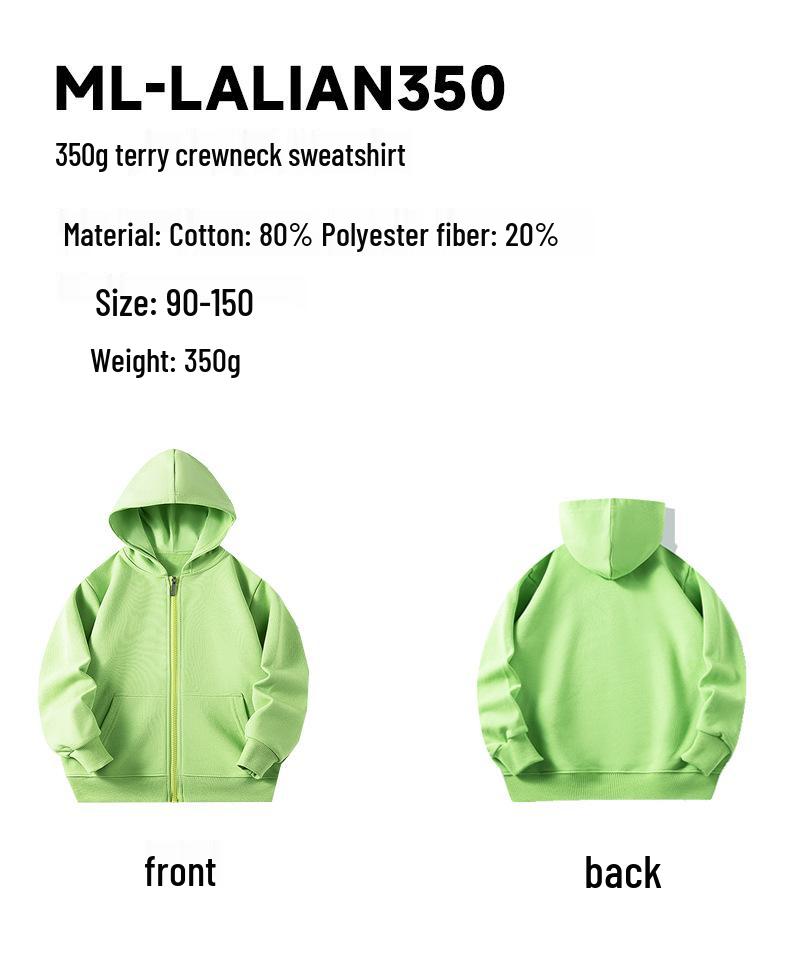 Children's 350g Zipper Patch Pocket Sweatshirt for Spring/Autumn with Logo Print and Embroidery