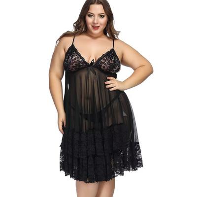 Lace Sexy Pajamas Sexy Lingerie See-through Dress Ladies Mesh Sling Nightdress